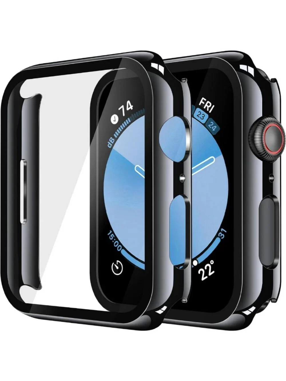 2-Pack Tempered Glass Screen Protector Case for 44mm Apple Watch SE/Series 6/5/4